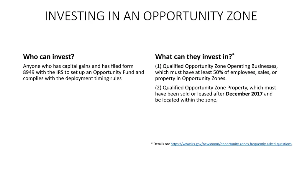investing in an opportunity zone