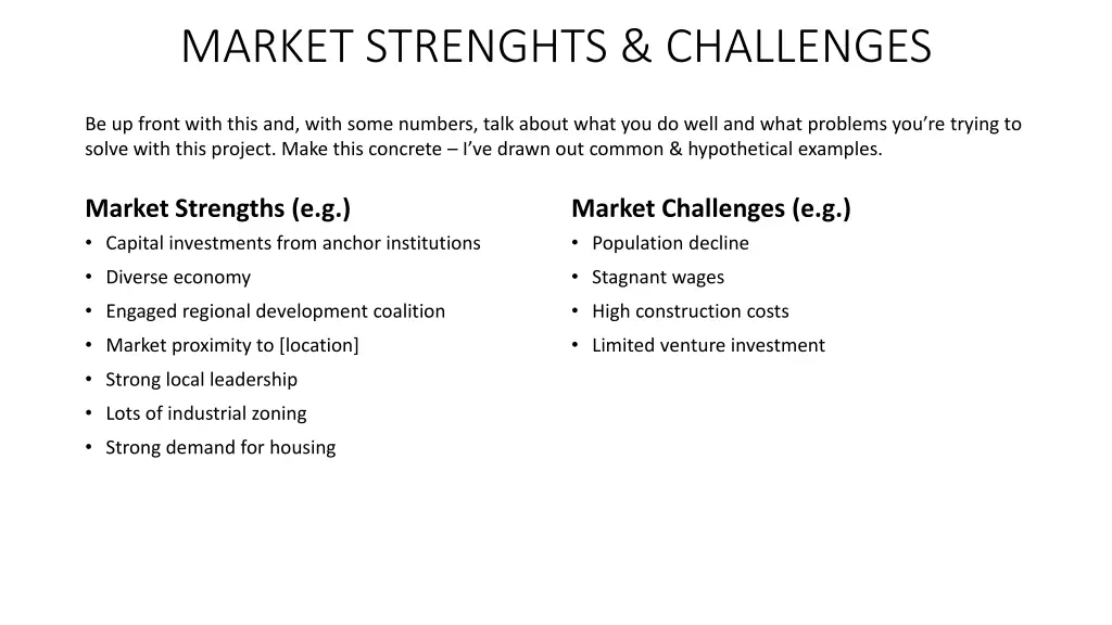 market strenghts challenges