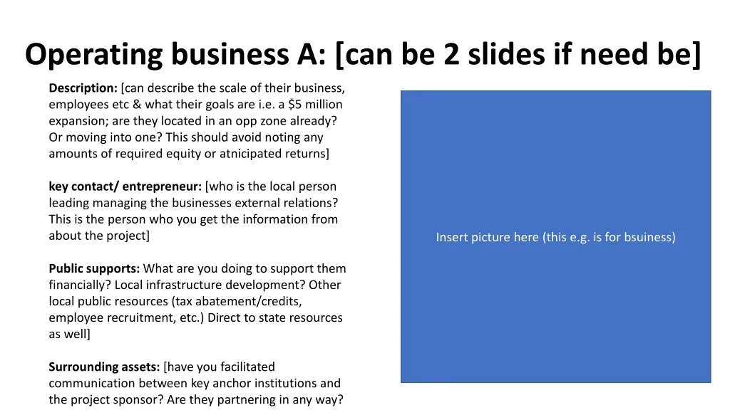 operating business a can be 2 slides if need be