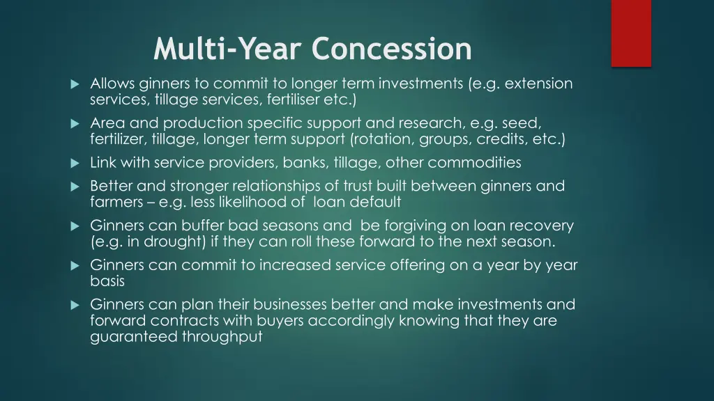 multi year concession