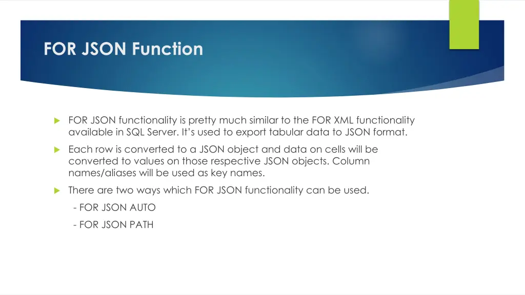 for json function