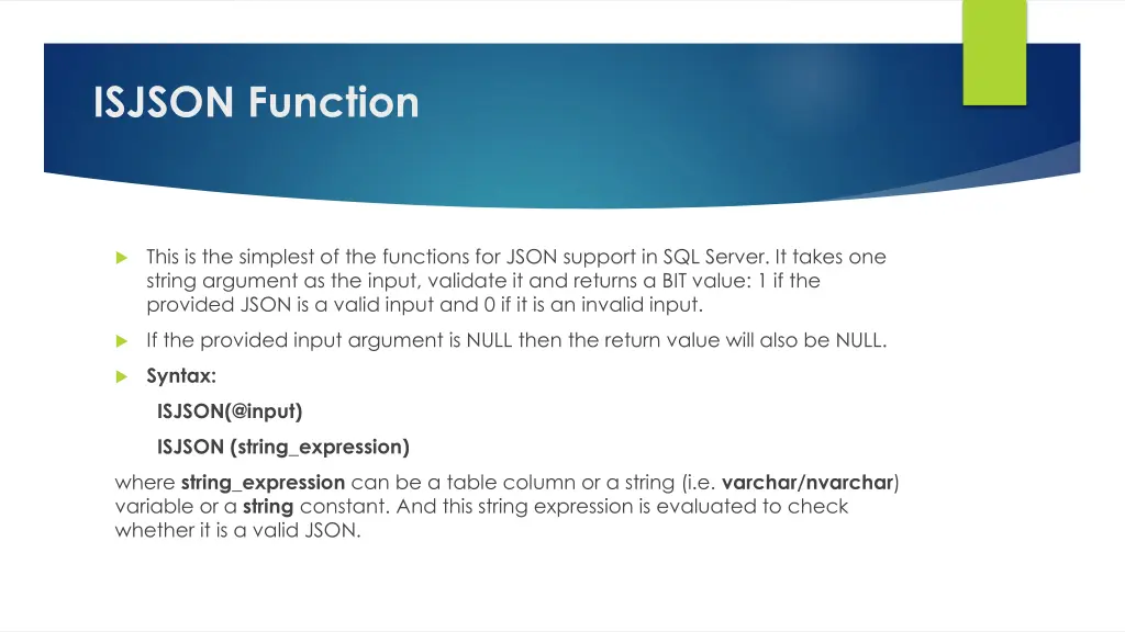 isjson function