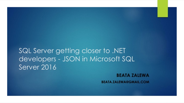 sql server getting closer to net developers json