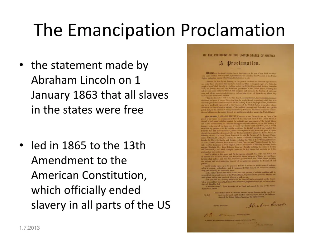 the emancipation proclamation
