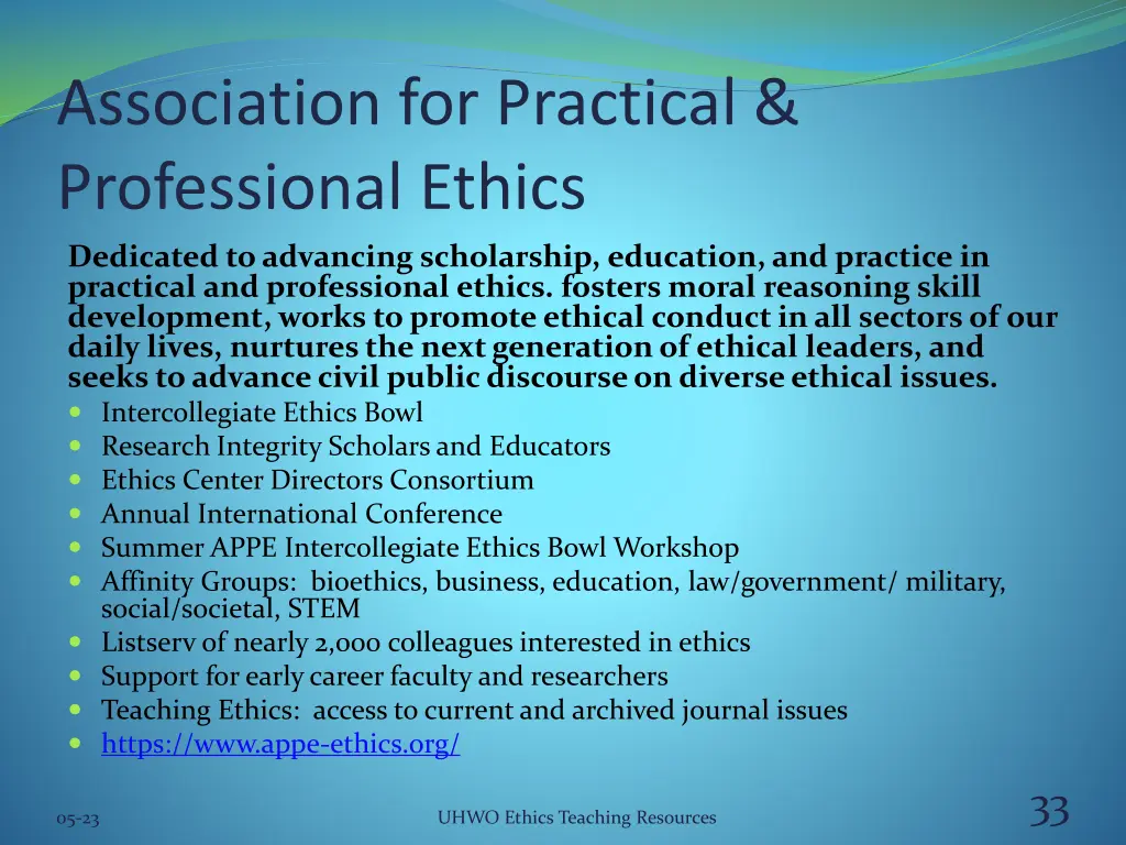 association for practical professional ethics