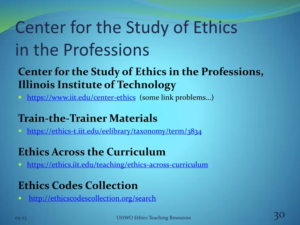 center for the study of ethics in the professions