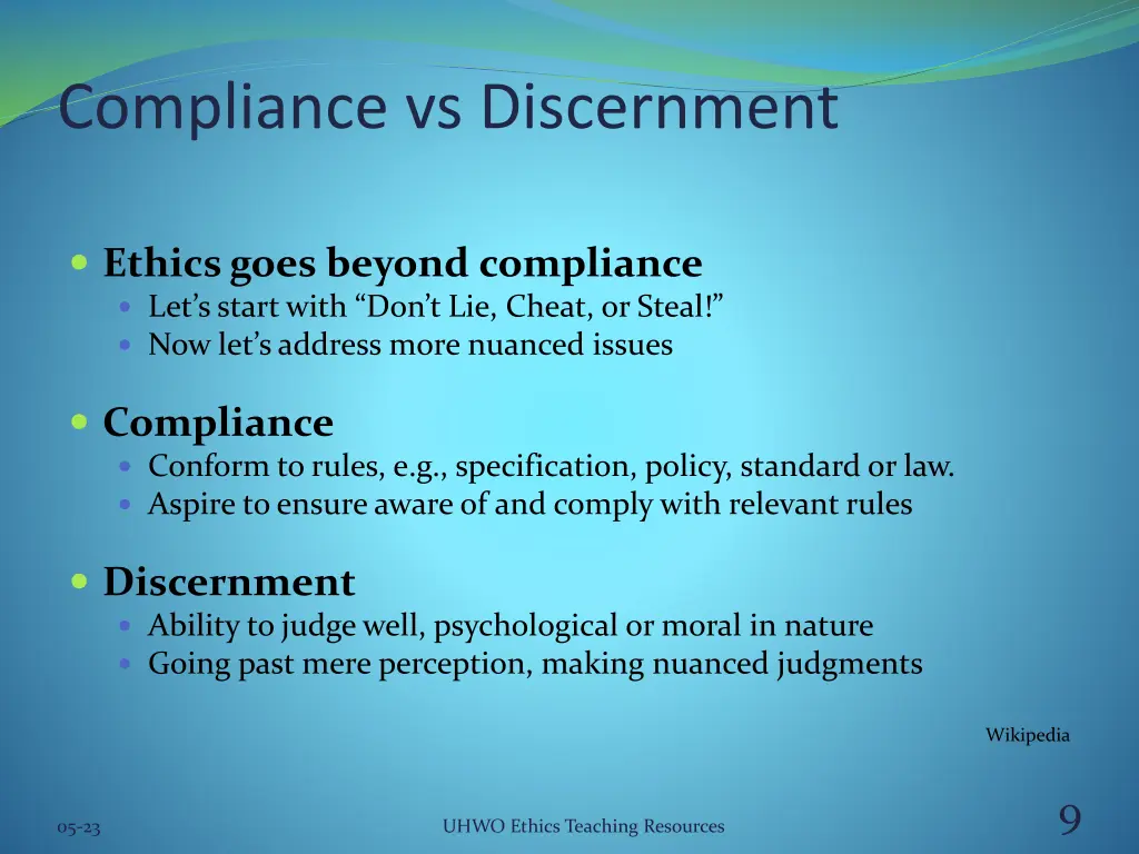 compliance vs discernment