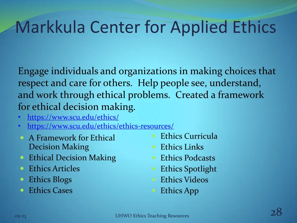 markkula center for applied ethics