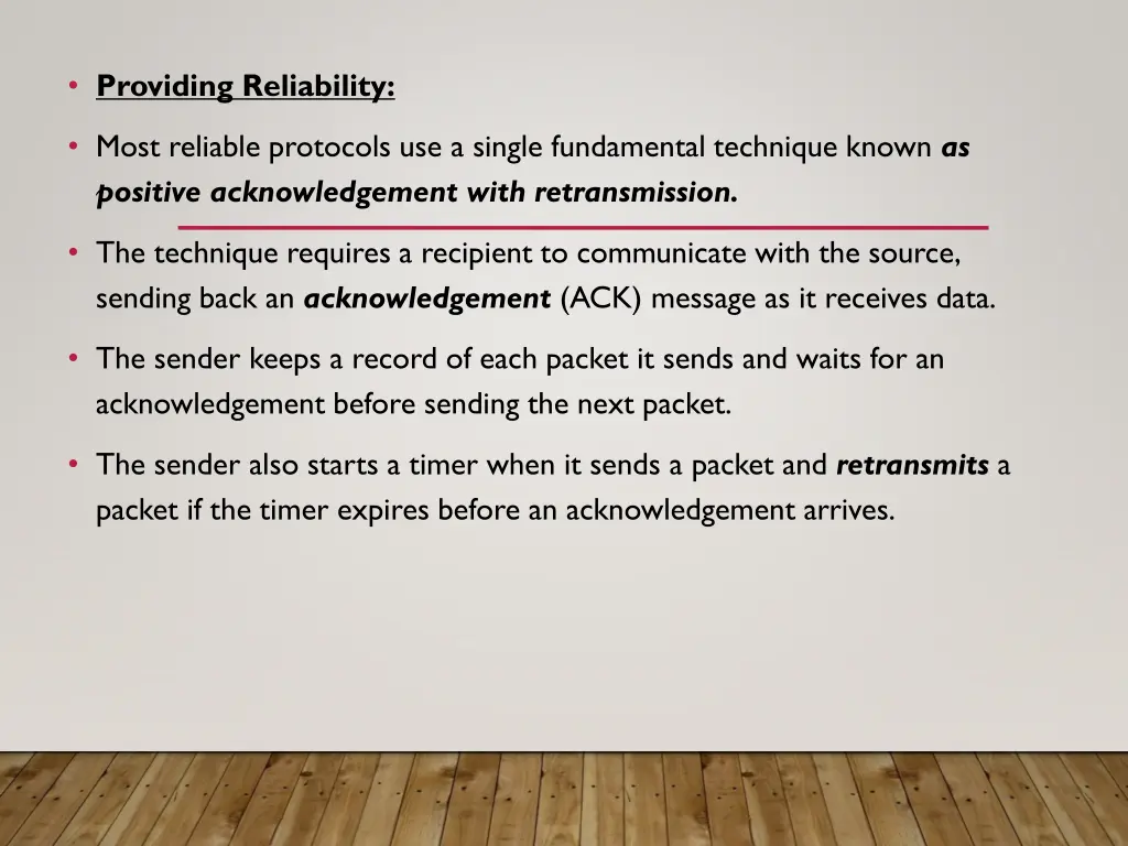 providing reliability