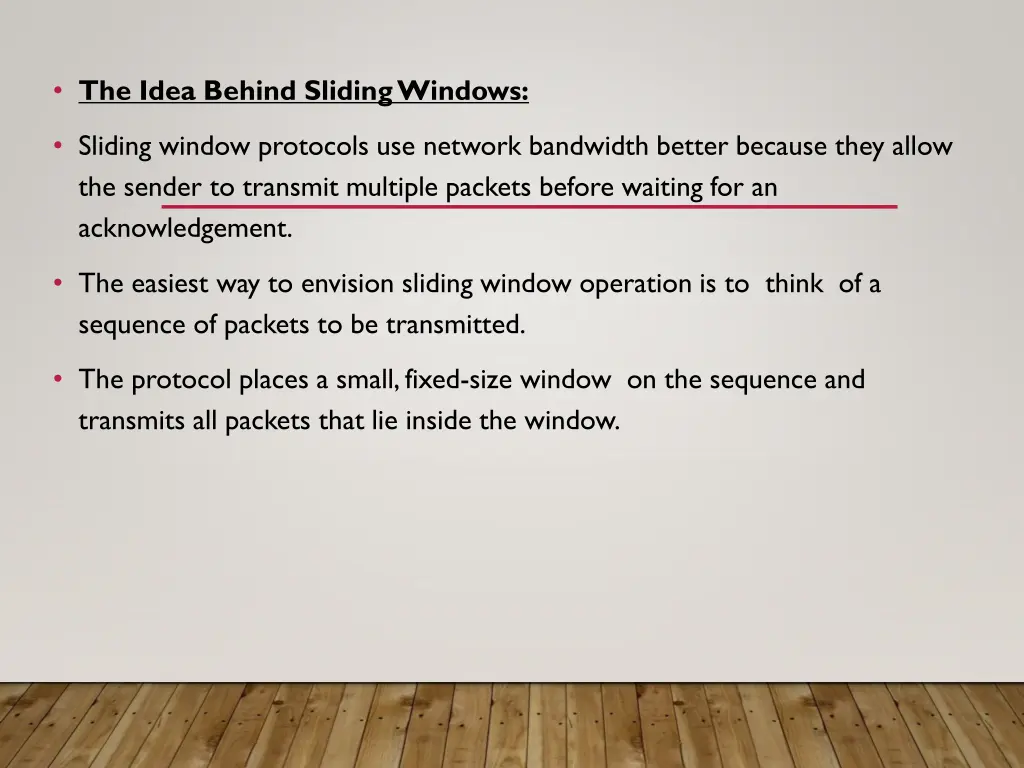the idea behind sliding windows