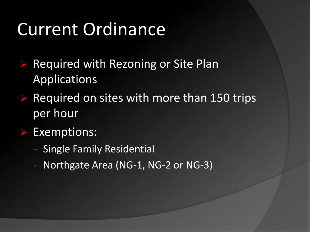 current ordinance