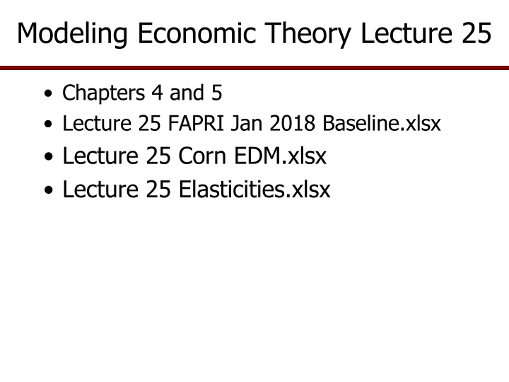modeling economic theory lecture 25