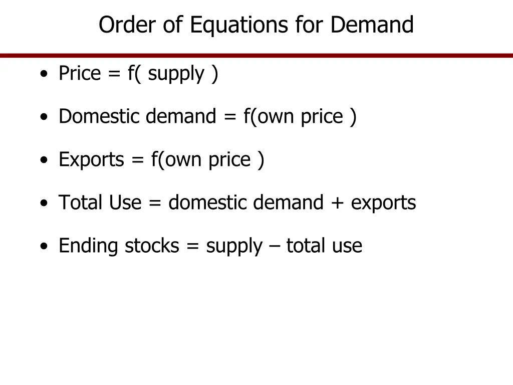 order of equations for demand