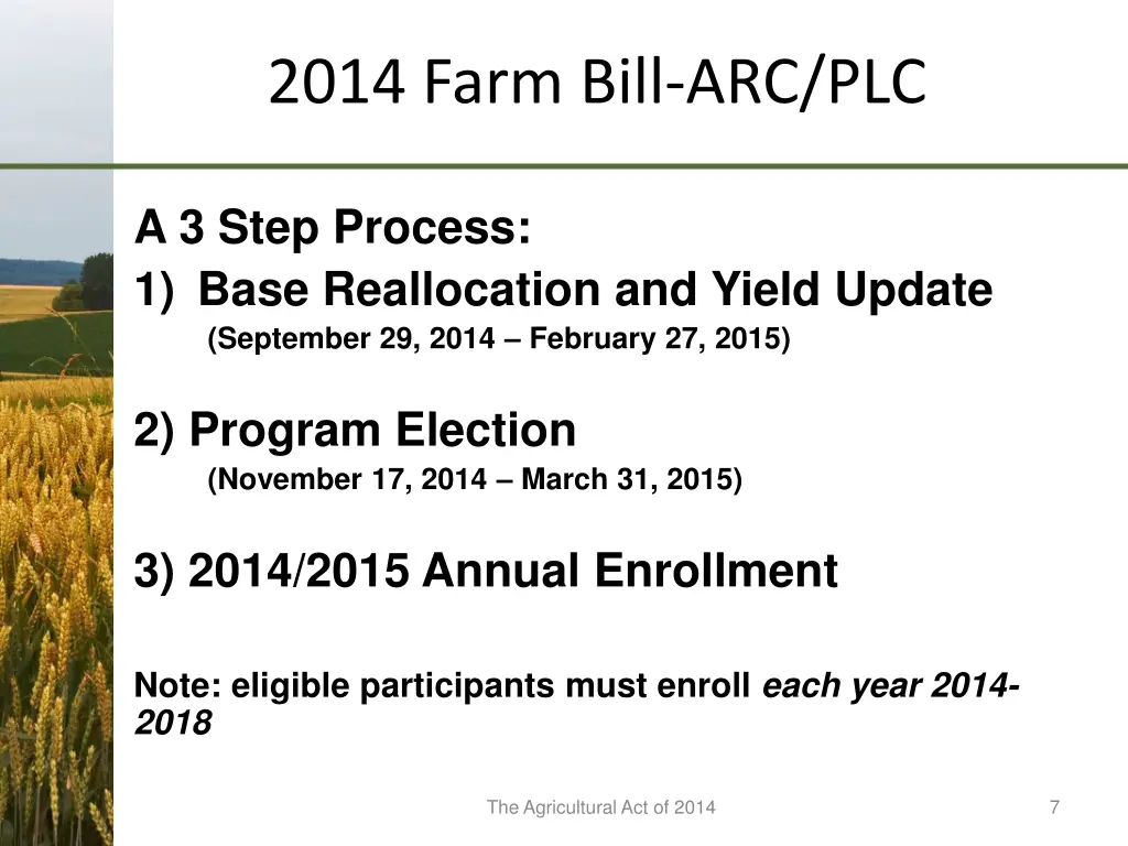 2014 farm bill arc plc 3