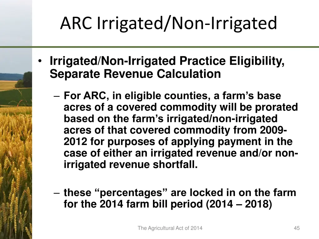 arc irrigated non irrigated 1