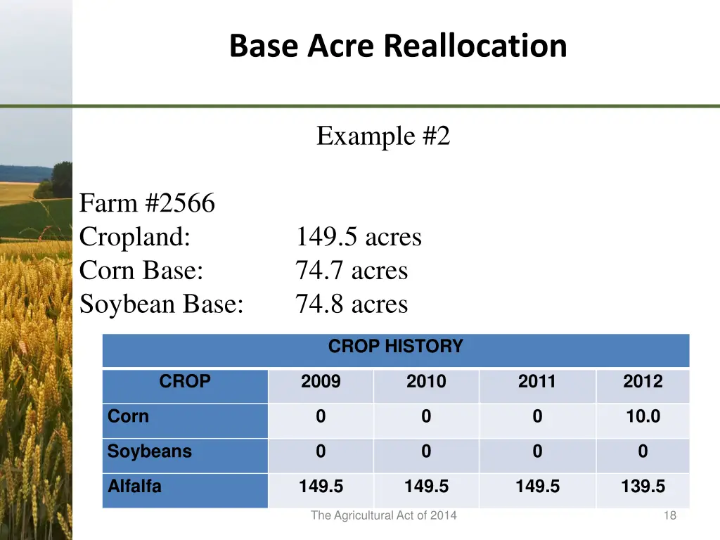 base acre reallocation 2