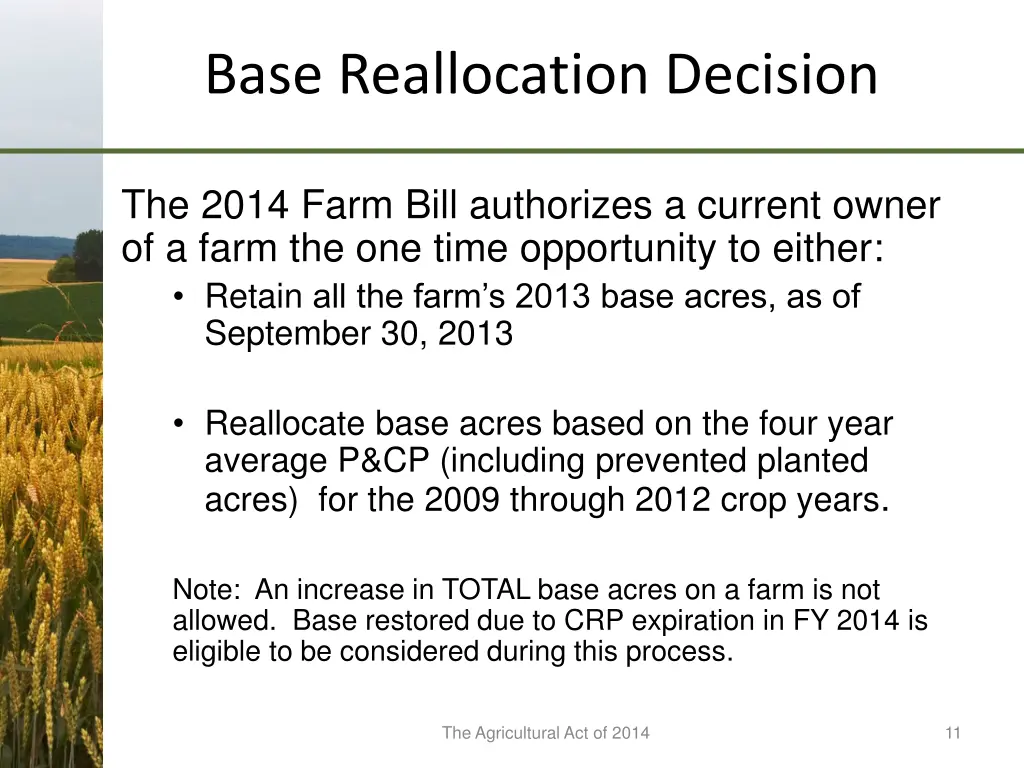 base reallocation decision