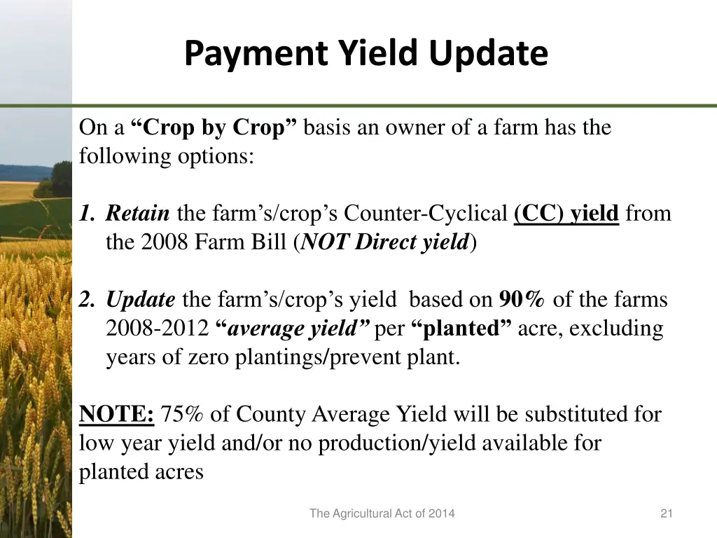 payment yield update
