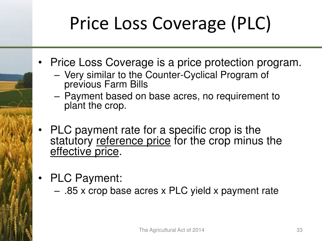 price loss coverage plc