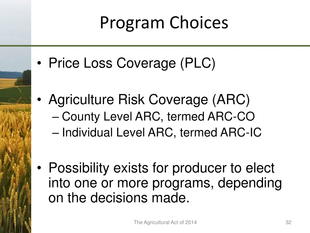 program choices