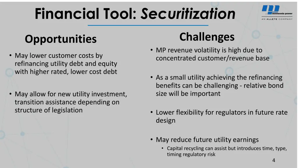 financial tool securitization