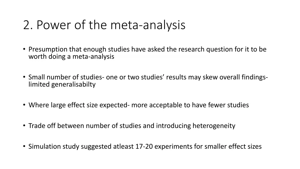 2 power of the meta analysis