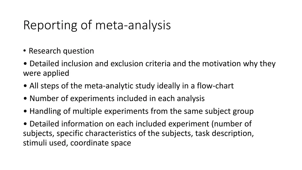 reporting of meta analysis