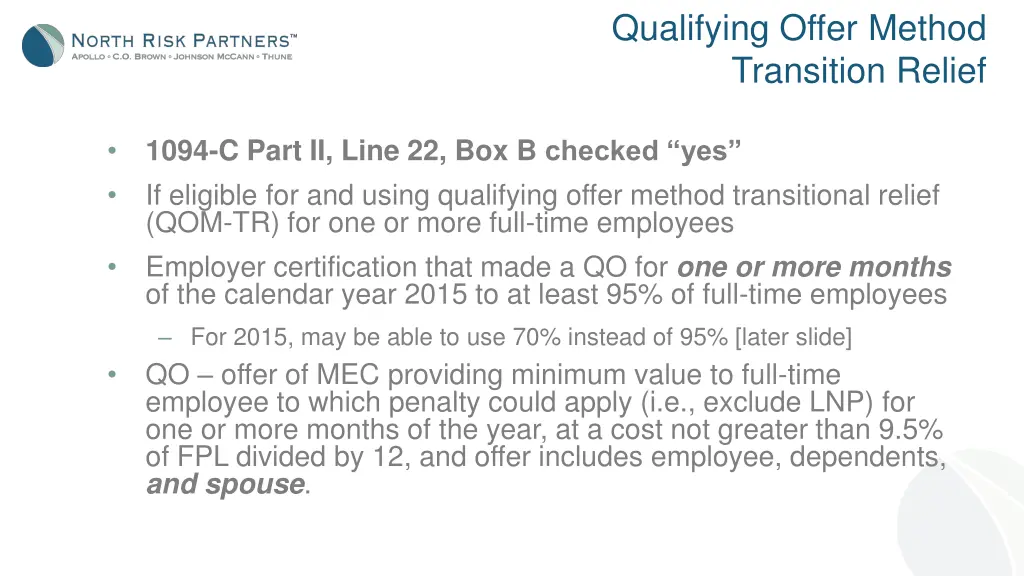 qualifying offer method transition relief
