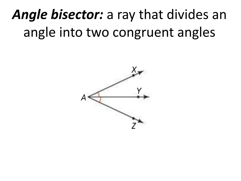 angle bisector a ray that divides an angle into