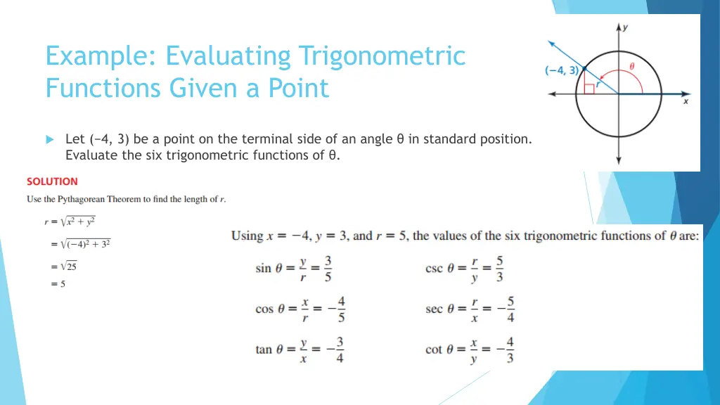 example evaluating trigonometric functions given