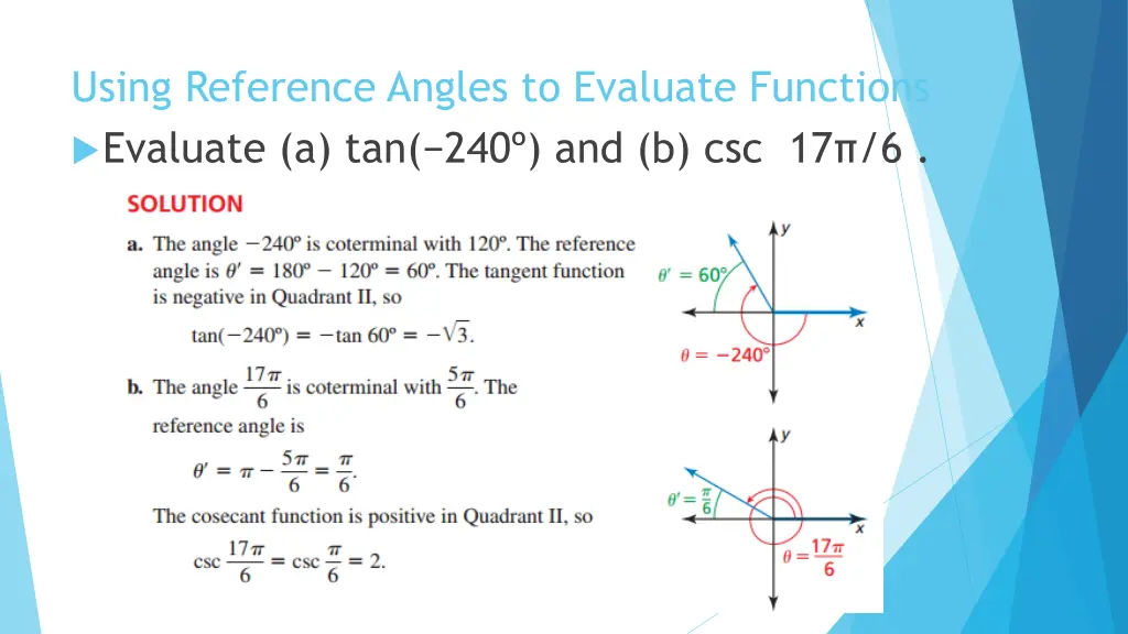 using reference angles to evaluate functions