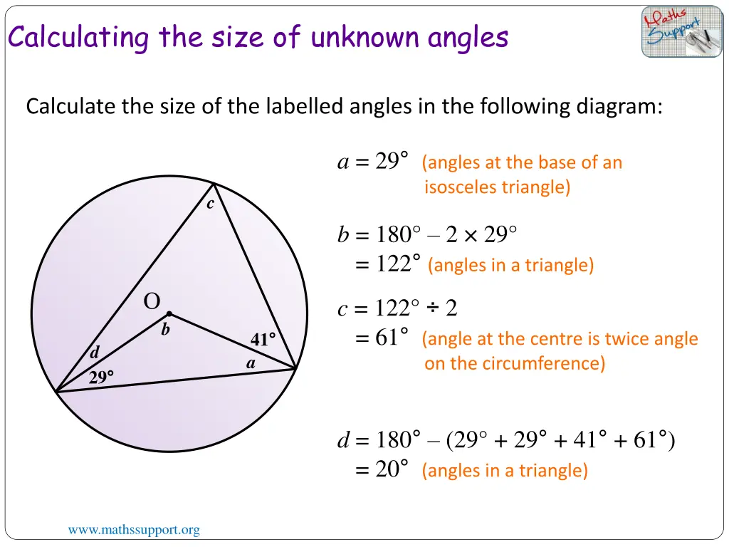 calculating the size of unknown angles