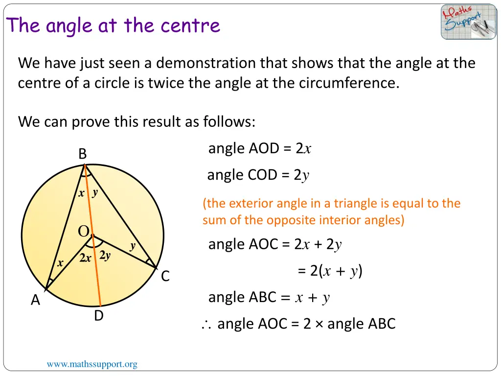 the angle at the centre 3