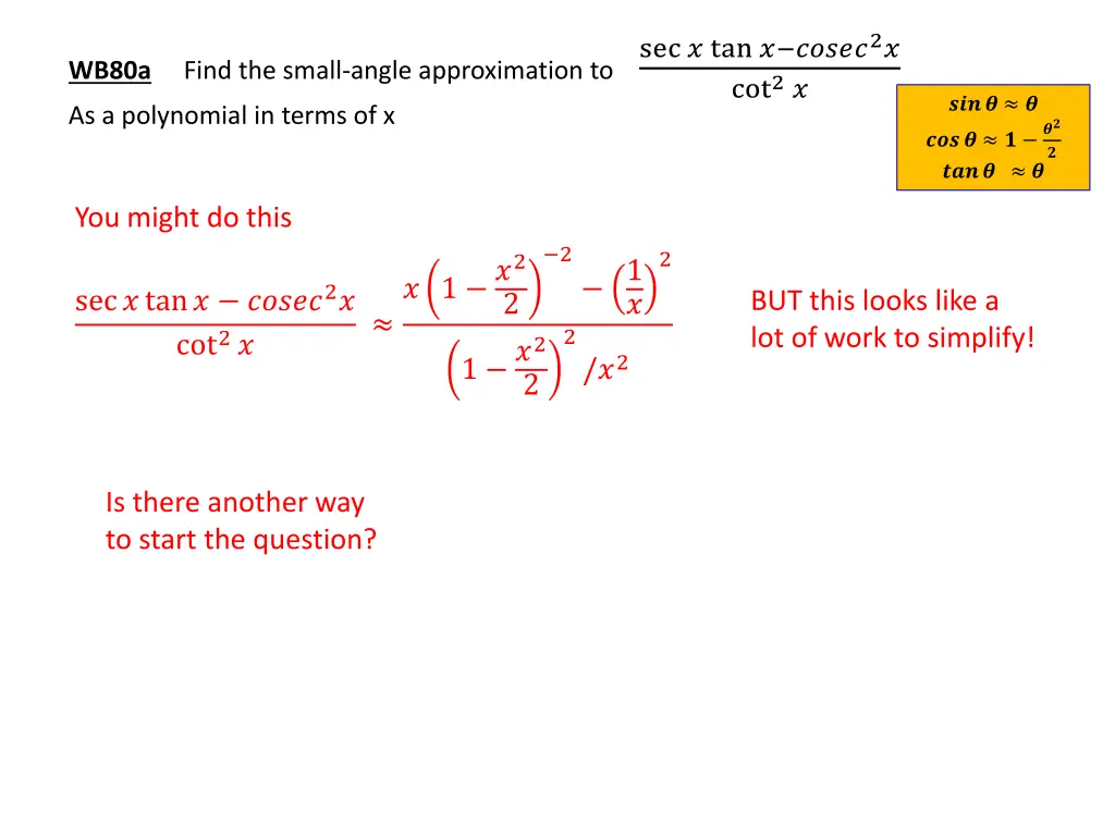 wb80a find the small angle approximation
