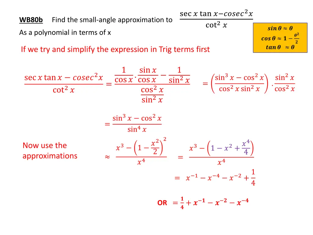 wb80b find the small angle approximation