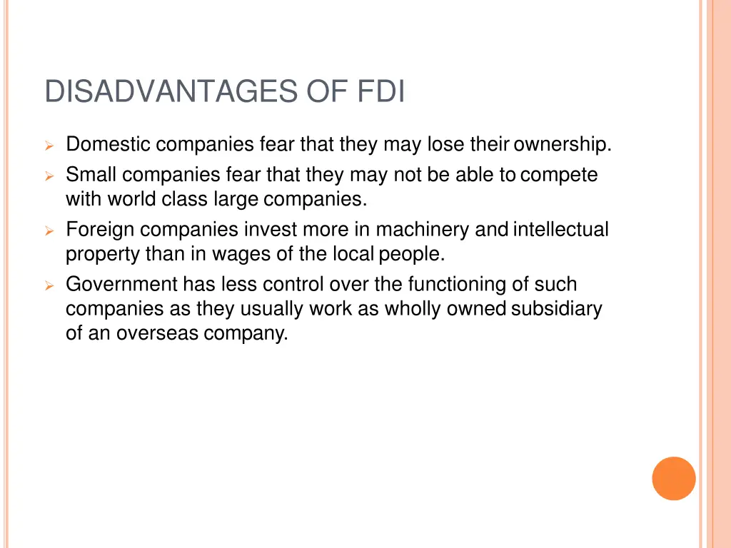 disadvantages of fdi