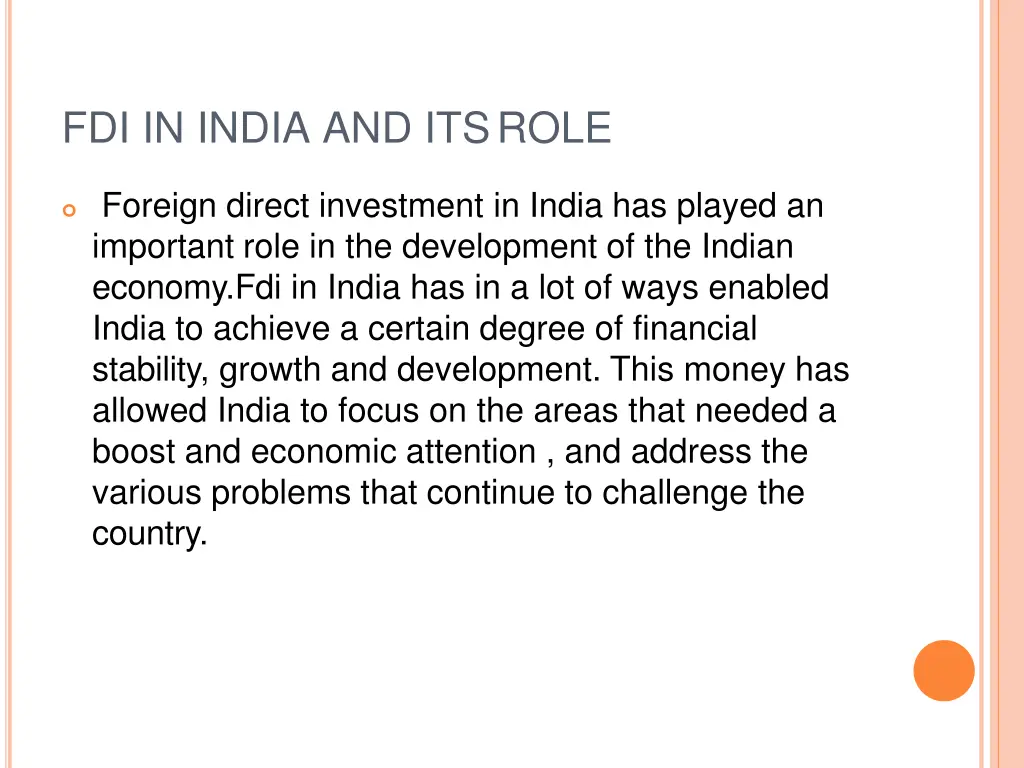 fdi in india and itsrole
