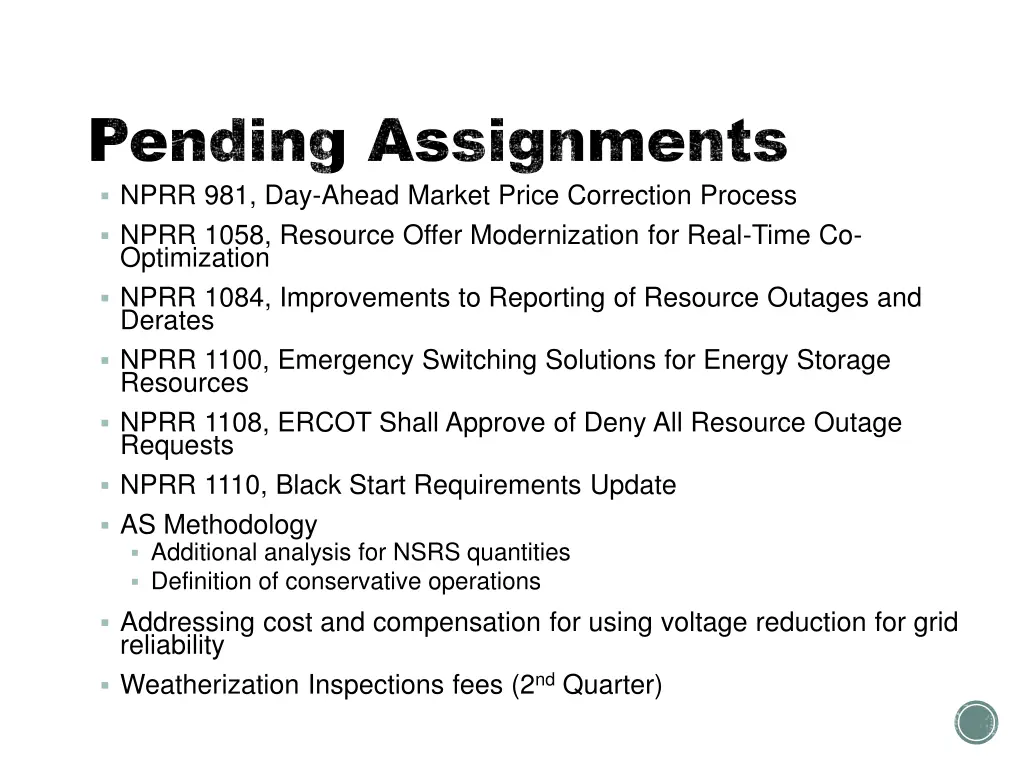 pending assignments pending assignments nprr
