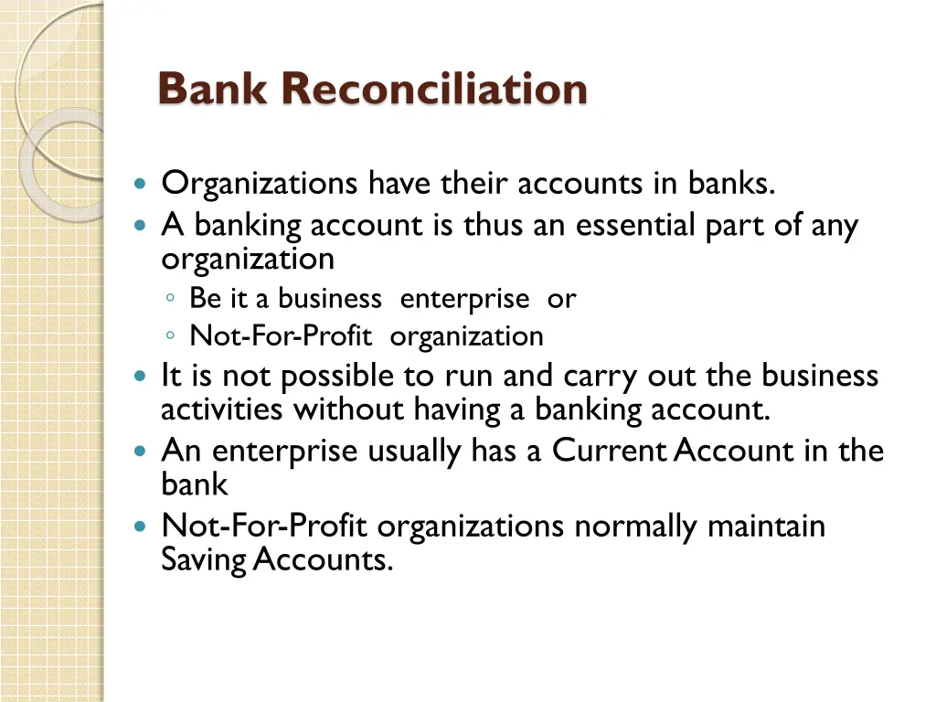 bank reconciliation