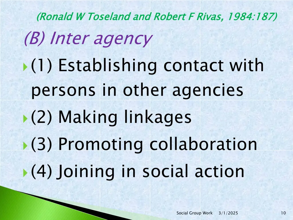 ronald w b inter agency 1 establishing contact