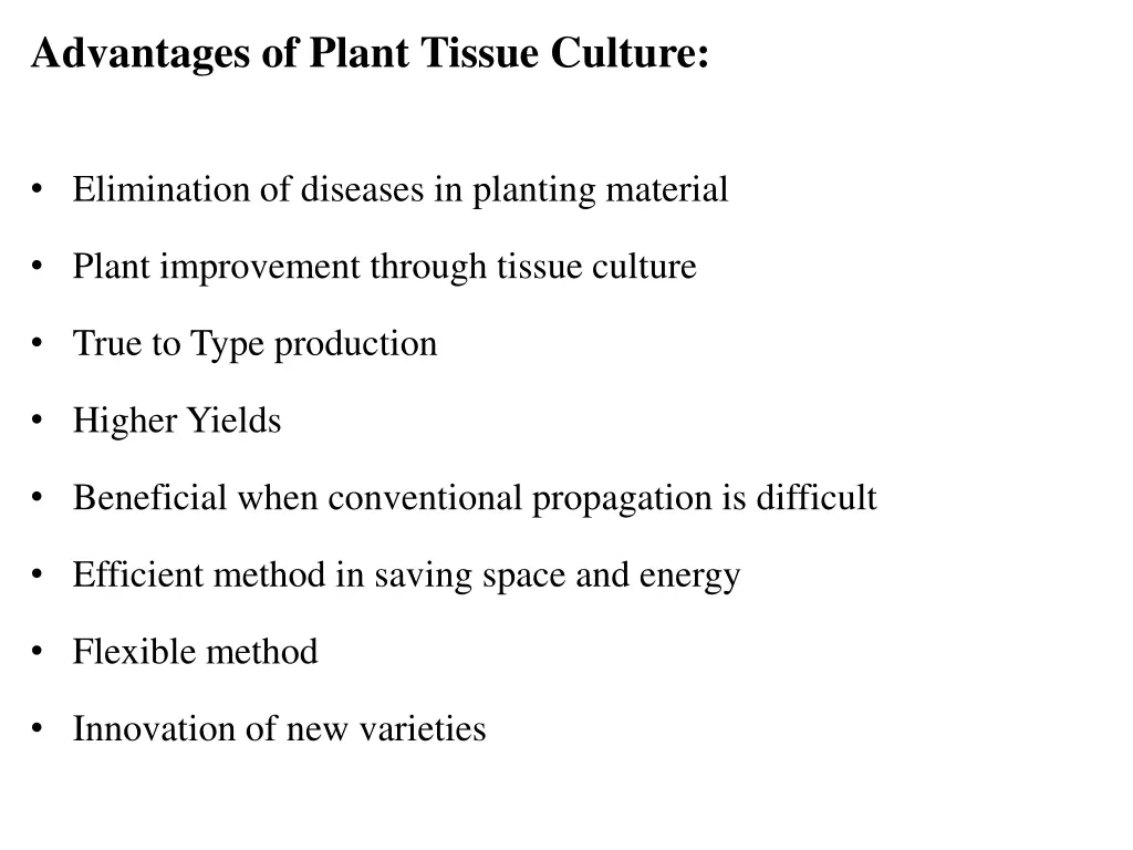 advantages of plant tissue culture