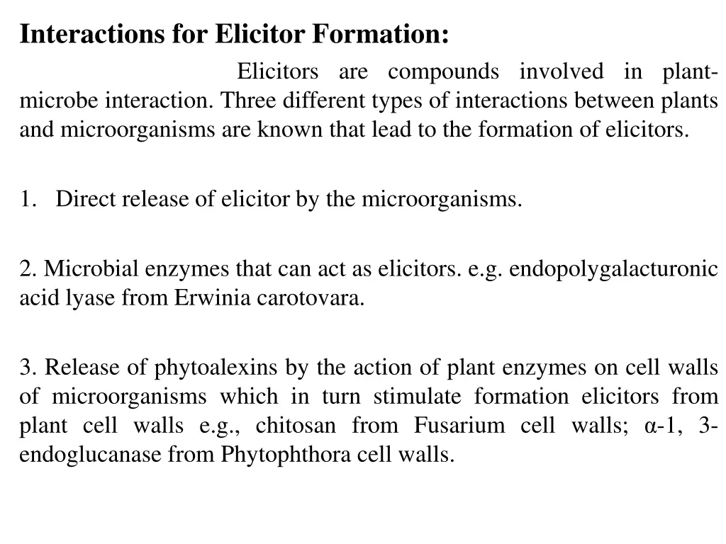 interactions for elicitor formation microbe