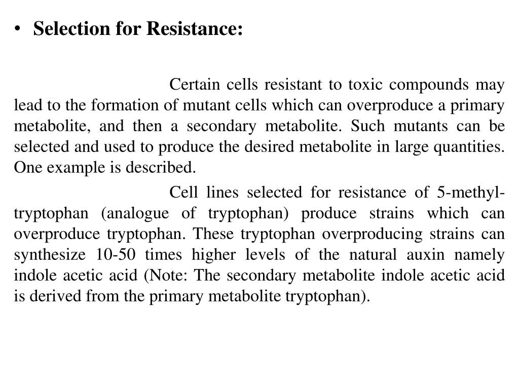 selection for resistance
