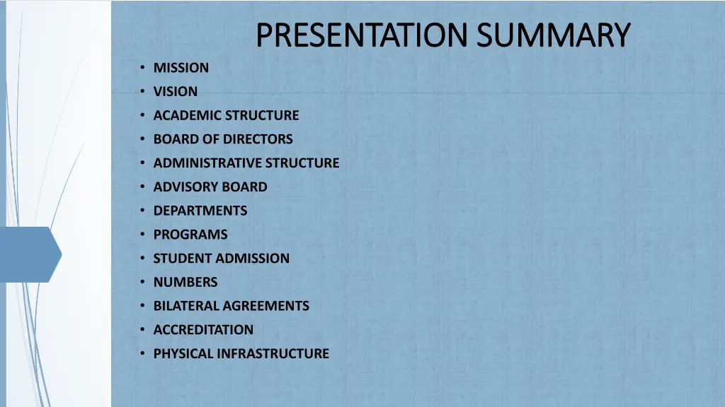 presentation summary presentation summary