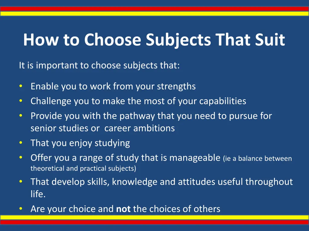 how to choose subjects that suit