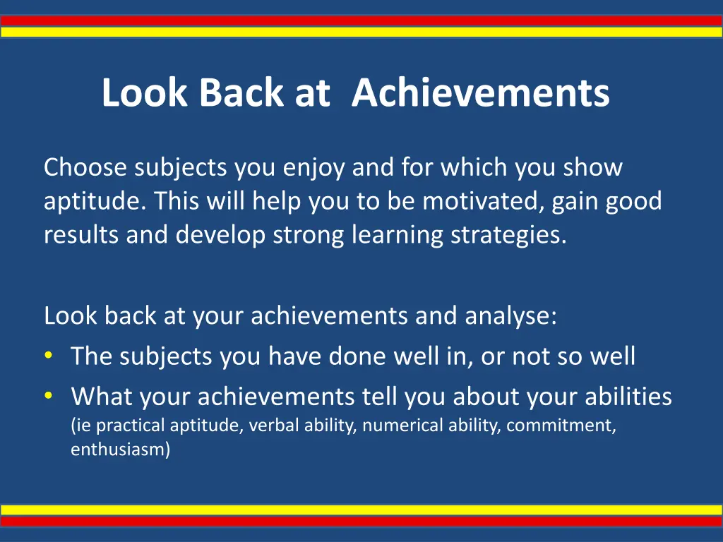 look back at achievements