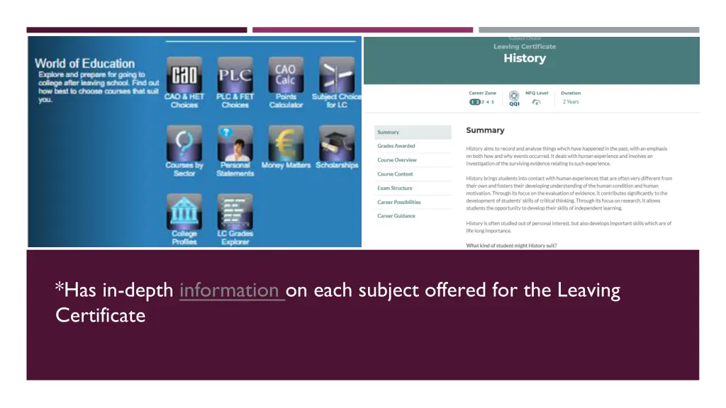 has in depth information on each subject offered