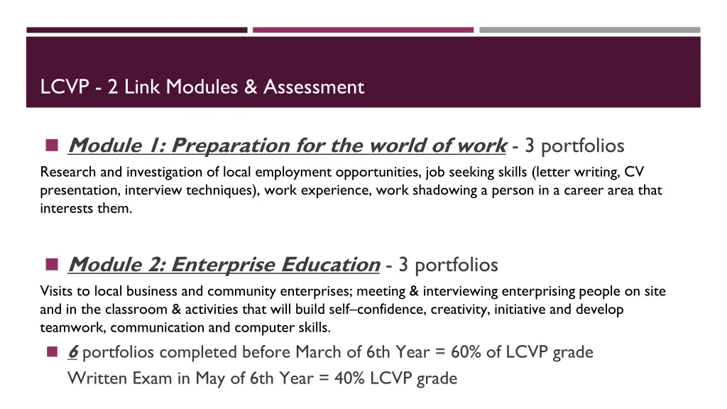lcvp 2 link modules assessment