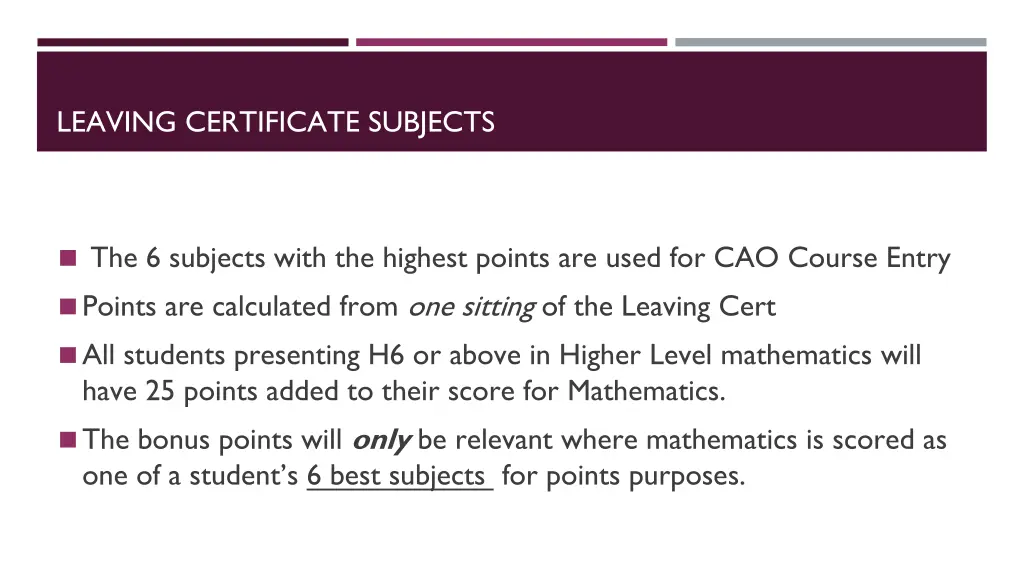 leaving certificate subjects 1