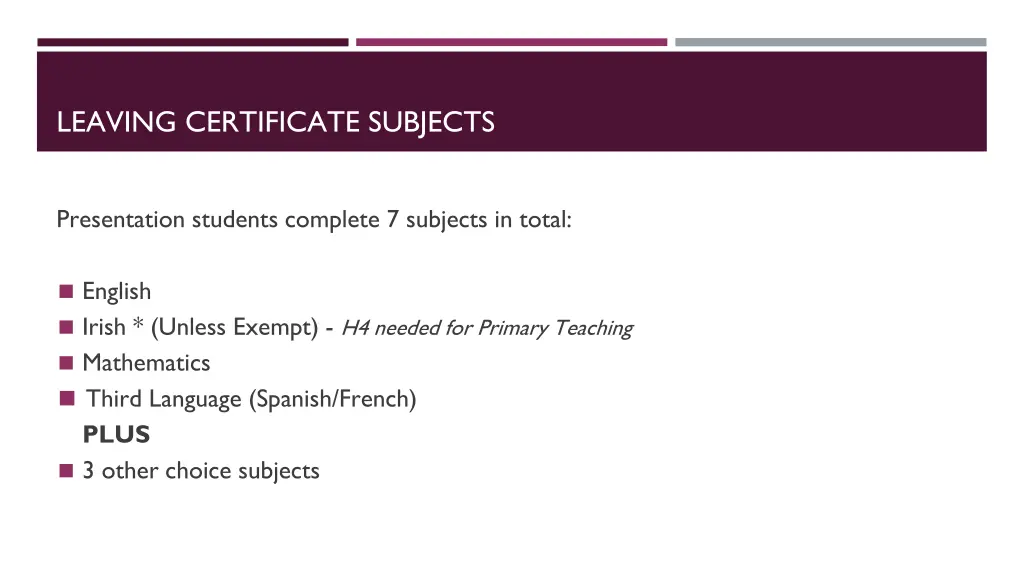 leaving certificate subjects